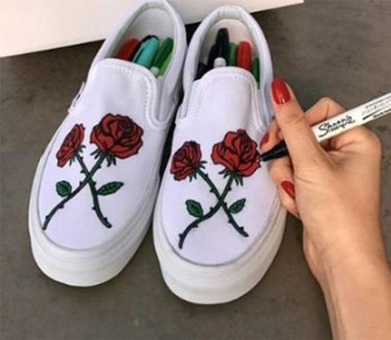zapatos de lona-zapatos-con rosas